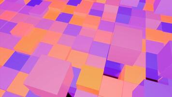Volumetric jumping squares. Design. Fast-dancing squares of different colors on a black background in abstraction. video