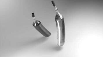 Abstract rotating bottles of white and red wine isolated on a grey background, monochrome. Design. Concept of alcoholism or alcohol addiction. video