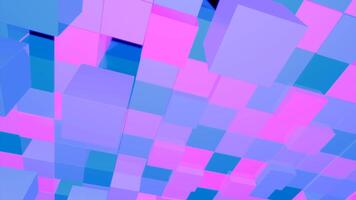 Abstract bright cubes moving upwards and backwards on a black background. Design. Jumping 3D colorful cubes. video