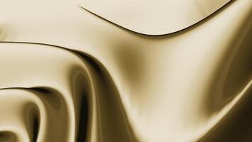 Digital sea of golden satin metal moving in gentle waves. Design. Metal fluid fabric like material. video