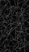 Abstract background of white triangles rotating chaotically on black background, seamless loop. Animation of flying, spinning monochrome geometrical figures, broken glass effect. video