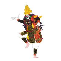 Traditional Balinese jauk durga dance of a man disguised with a white background. vector