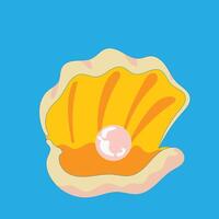 cartoon illustration of pearl inside a shell. vector