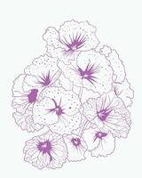 beautiful white flowers with a line art style. vector