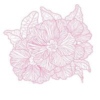 flat design pink flower with line art style with white background. vector