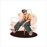 cool boy flat illustration design vector