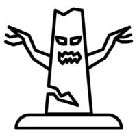 A black and white drawing of a tree with a face on it vector