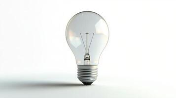 White light bulb resting on a smooth surface in a minimalist setting with soft lighting photo