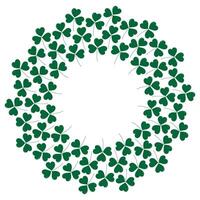 Shamrocks Circle frame border in trendy soft green with copy space. St Patrick greeting template. Isolated illustration Cards, poster, leaflets, banners, brochures, price tags, label or web vector
