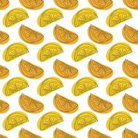 Outline citrus slices Lemon and orange with abstarct spots in trendy soft shades Seamless pattern. Isolated illustration Wrapping, wallpaper or web, banner, greetings or invitation background vector