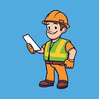 Construction Worker Character in Safety Uniform vector