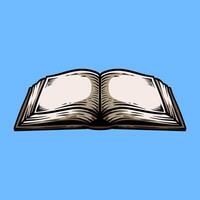 Opened big book with vintage art line style vector