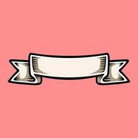 Vintage classic art line style of the ribbon banner vector