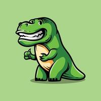 Fun smiling face cartoon of t-rex dino with vintage classic art line style vector