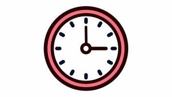 Clock with moving arrows. Animated in 12h loop. Wall Clock time lapse animation. white background. video