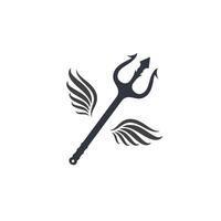 Trident with wings Logo Template icon illustration vector