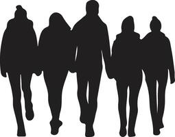 a group of people walking silhouette illustration vector
