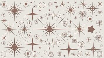 Set of blinking stars, sparks and sparkles. Shining twinkle sunburst shapes collection. Magic light vector