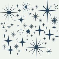 Set of blinking stars, sparks and sparkles. Magic light flare pack. vector