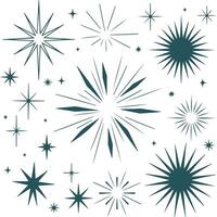 Set of blinking stars, sparks and sparkles. vector