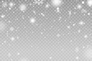 Snowflakes and blizzard on a background. Christmas Winter Falling Snowflakes. New Year snowstorm or blizzard realistic backdrop. vector
