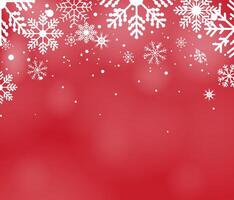 Christmas background with snowflakes. Abstract light white snow with white dots watercolor and Winter snowflake on red background vector