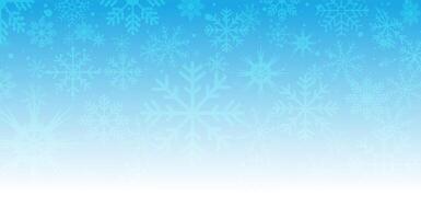 Simple heavy snowflakes design. Wintertime speck freeze shapes. Christmas background with blue to white gradient. Winter snow flake vector