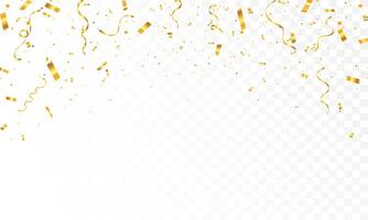 Gold confetti celebration party background design, Falling shiny golden confetti isolated on transparent background. Can be used for celebration, Christmas, New Year, Carnival festivity, confetti, vector