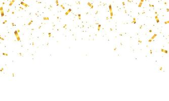 Luxury confetti flying for celebration party banner. Falling shiny golden confetti isolated on white background. confetti illustration. vector