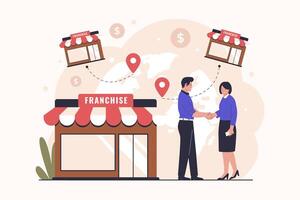 Franchise network business model concept vector