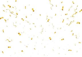 Gold confetti. Confetti celebration party background design, Falling shiny golden confetti isolated on transparent background, Celebration carnival ribbons, confetti, vector