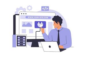 Flat design of Website plugin concept illustration vector