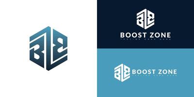 Modern hexagon initial letter BZ or ZB logo in blue color isolated on multiple background colors. The logo is suitable for health event organization logo design inspiration templates. vector