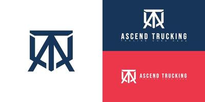 Modern shield initial letter AT or TA logo in blue color isolated on multiple background colors. The logo is suitable for truck company logo design inspiration templates. vector