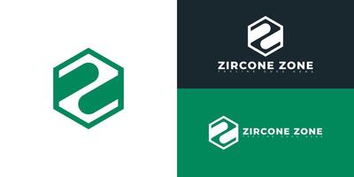 Modern hexagon initial letter Z or ZZ logo in green color isolated on multiple background colors. The logo is suitable for real estate start-up logo design inspiration templates. vector