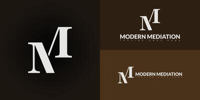Modern initial letter M or MM logo in white color isolated on multiple background colors. The logo is suitable for divorce mediation practice logo design inspiration templates. vector