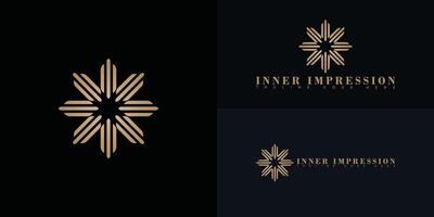 Modern spiral initial letter I or II logo in gold color isolated on multiple background colors. The logo is suitable for high-end salon and spa logo design inspiration templates. vector