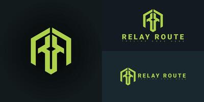 Modern hexagon initial letter R or RR logo in green color isolated on multiple background colors. The logo is suitable for software product logo design inspiration templates. vector
