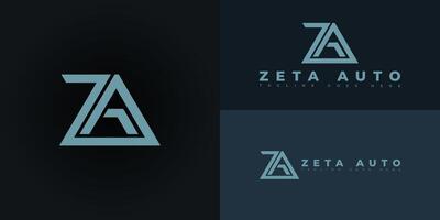 Modern initial letter ZA or AZ logo in blue color isolated on multiple background colors. The logo is suitable for automotive leasing company logo design inspiration templates. vector