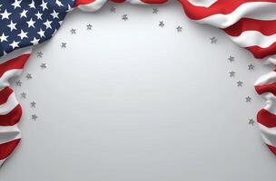 American flag with red and silver stars scattered on a light background for a festive atmosphere photo