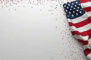 American flag draped with colorful confetti celebrating Independence Day photo
