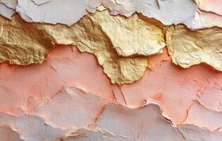 Elegant pink and gold marble texture showcasing natural mineral patterns and shimmering details photo