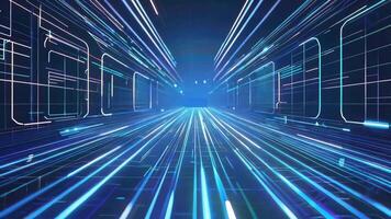 Abstract digital background with blue light streaks and data graphics, perfect for technology and innovation themes. video