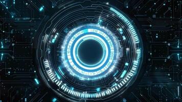 Abstract digital technology design featuring glowing circular patterns and futuristic elements for innovative backgrounds. video