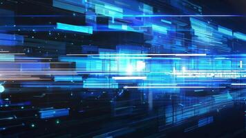 Dynamic blue light trails create a futuristic digital backdrop, showcasing technology and innovation in a vibrant abstract design. video