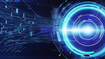 Futuristic digital technology background with glowing circular patterns and data visualization elements for modern design. video