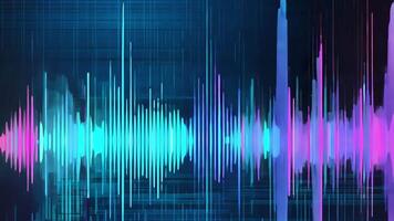 A vibrant audio wave with dynamic colors representing sound frequencies and digital music concepts. video