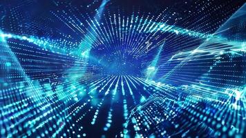 Abstract visual of glowing blue particles creating dynamic waves in a digital landscape, representing technology and innovation. video
