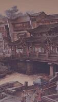 Ancient Chinese village. Picture of Ancient China. China Ancient Architecture In Bamboo Forest. Art video