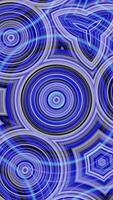 Beautiful blue and purple background, kaleidoscope abstraction with changing and moving circles. Animation. Abstract violet background of kaleidoscope effect. video